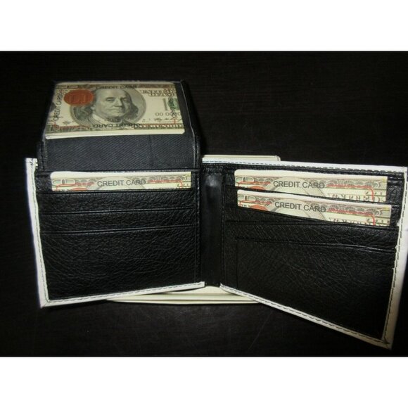 COPY - Old Dollar Bill Print Bi-Fold Vegan Leather Men's Wallet Benjamin Giftbo… - Picture 2 of 6